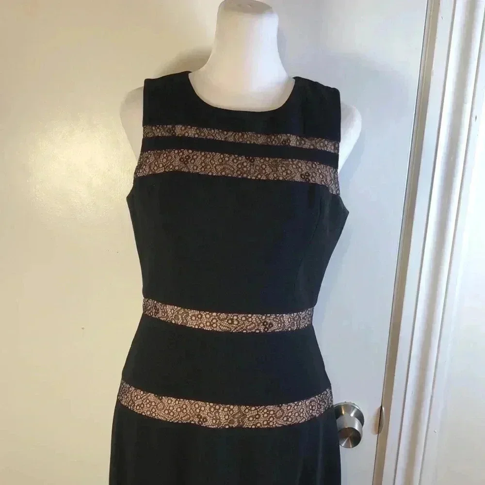 BCBG Max Azaria Katiana lace insert black fill length sleeveless gown. Size 6